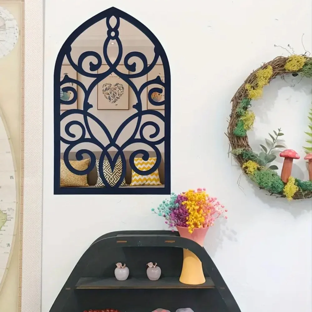 NEW! Cathedral Style Wall Hanging Mirror with Scrolls!